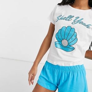 Brave Soul "Shell Yeah" Pajama Shorts Set